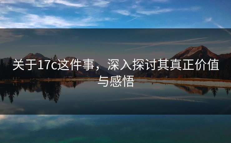 关于17c这件事，深入探讨其真正价值与感悟