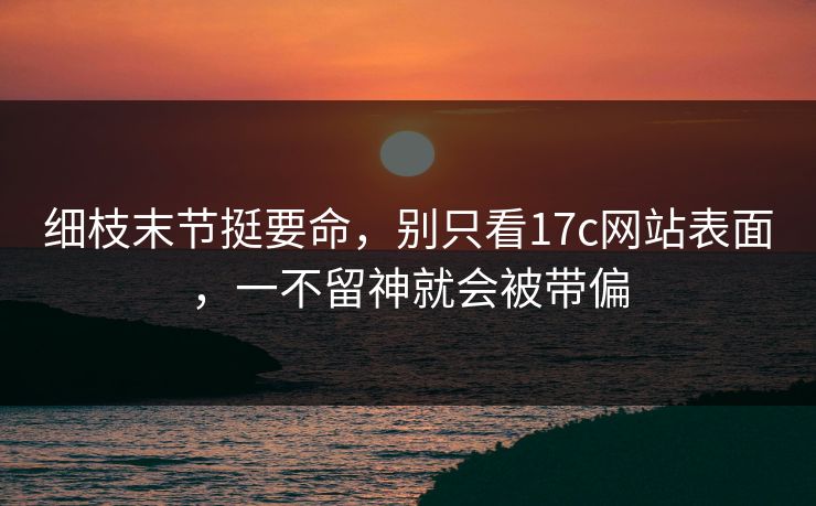 细枝末节挺要命，别只看17c网站表面，一不留神就会被带偏