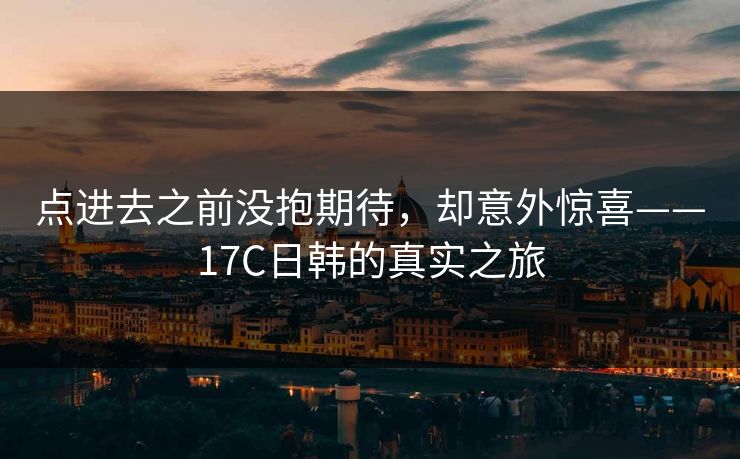 点进去之前没抱期待，却意外惊喜——17C日韩的真实之旅