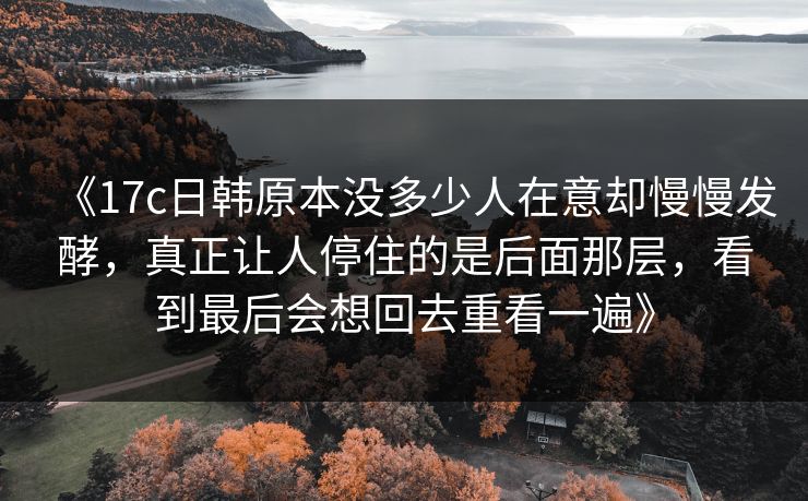 《17c日韩原本没多少人在意却慢慢发酵，真正让人停住的是后面那层，看到最后会想回去重看一遍》