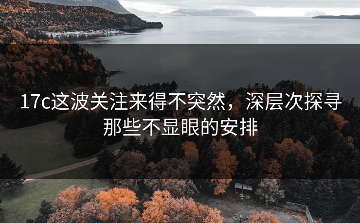 17c这波关注来得不突然，深层次探寻那些不显眼的安排