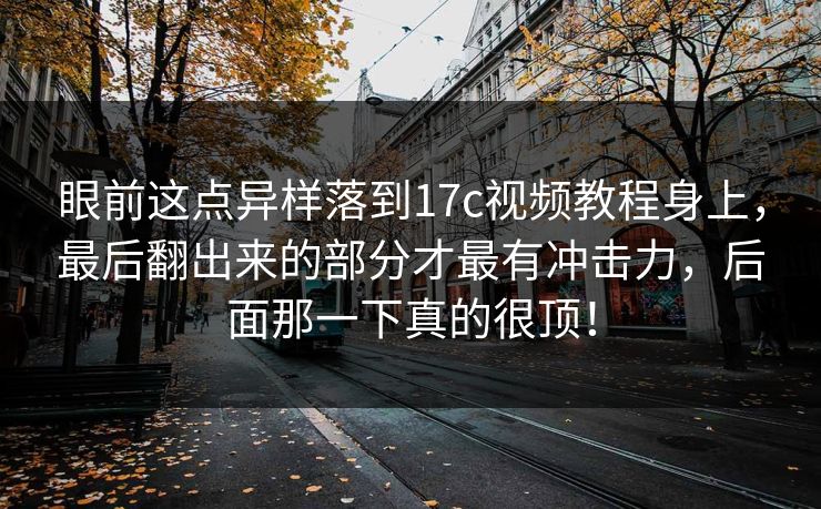 眼前这点异样落到17c视频教程身上，最后翻出来的部分才最有冲击力，后面那一下真的很顶！