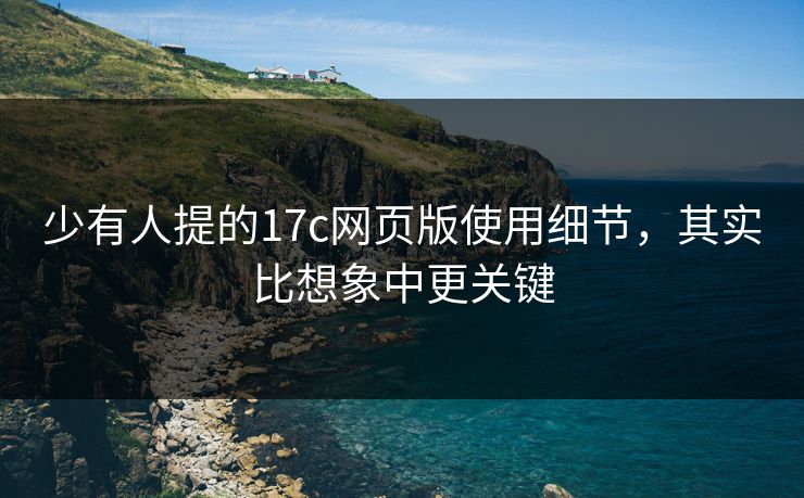 少有人提的17c网页版使用细节，其实比想象中更关键